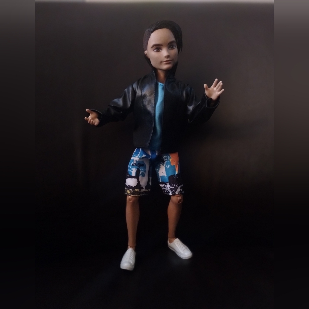 Fashion Doll with Black Jacket and Colorful Shorts Hunter huntsman